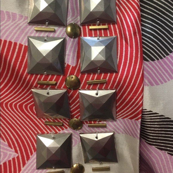 Etcetera Silk Geo Print Jeweled Crop Jacket 4 S - Picture 5 of 6